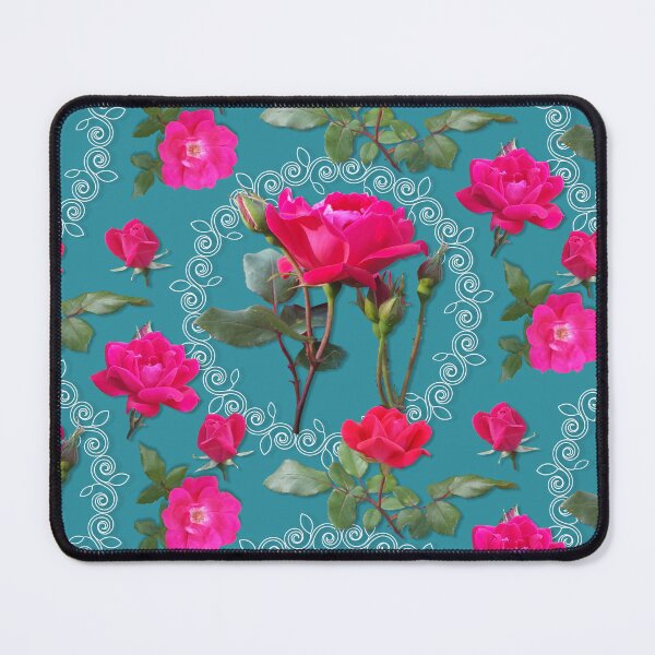 Artikelvorschau, Rose Medallion on Teal Half-Drop Repeat 5748 entworfen und verkauft von Art in My Loft.