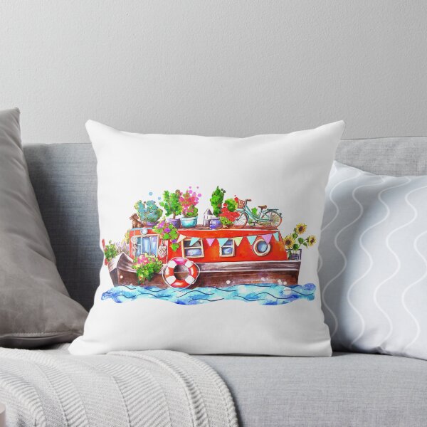 Item preview, Cool Red narrow boat. Channel boat.  designed and sold by Sitenkovamary.