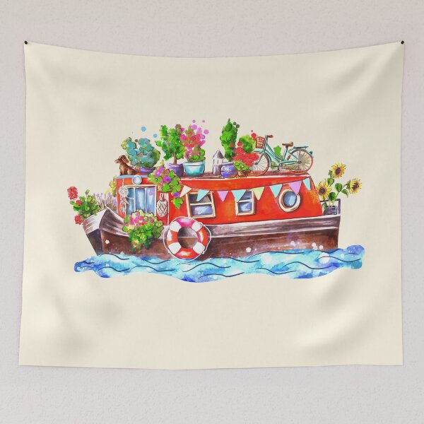 Item preview, Cool Red narrow boat. Channel boat.  designed and sold by Sitenkovamary.