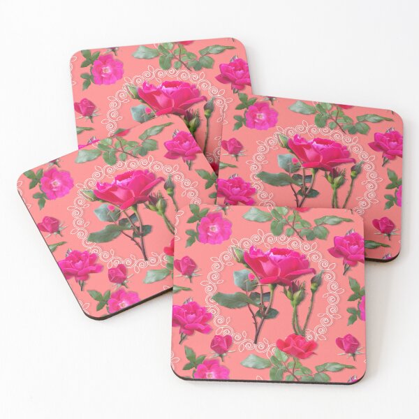 Item preview, Rose Medallion on Peach Half-Drop Repeat 5748 designed and sold by Art in My Loft.