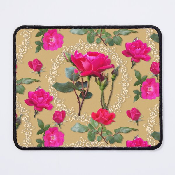 Artikelvorschau, Rose Medallion on Tan Half-Drop Repeat 5748 entworfen und verkauft von Art in My Loft.
