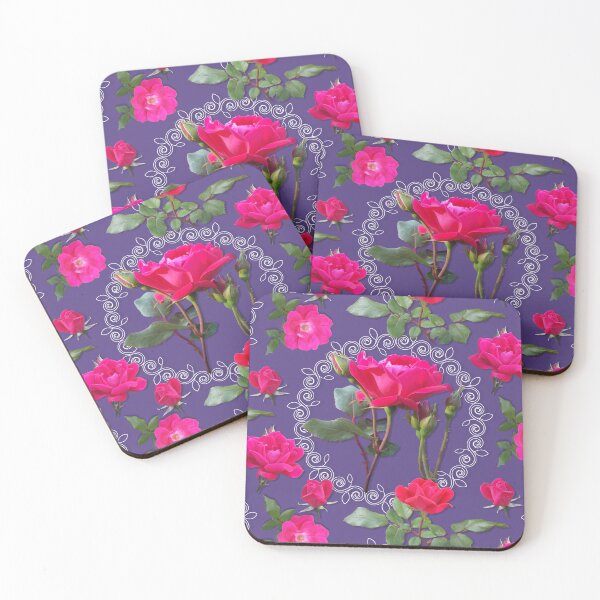 Item preview, Rose Medallion on Purple Half-Drop Repeat 5748 designed and sold by Art in My Loft.