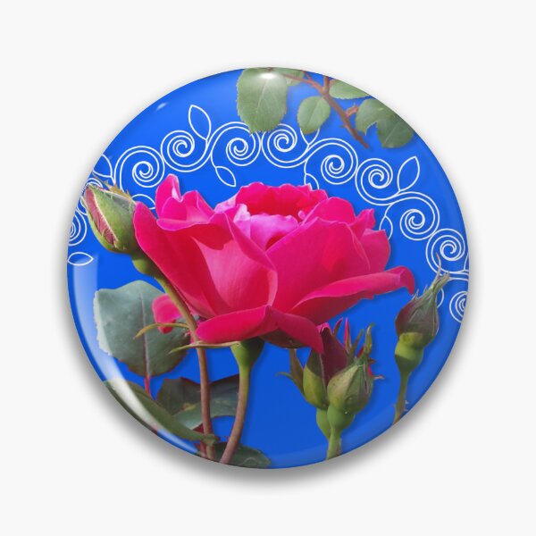 Artikelvorschau, Rose Medallion on Intense Blue Half-Drop Repeat 5748 entworfen und verkauft von Art in My Loft.