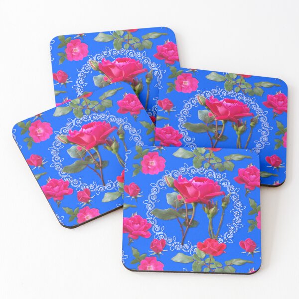 Item preview, Rose Medallion on Intense Blue Half-Drop Repeat 5748 designed and sold by Art in My Loft.