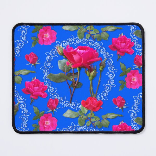 Artikelvorschau, Rose Medallion on Intense Blue Half-Drop Repeat 5748 entworfen und verkauft von Art in My Loft.