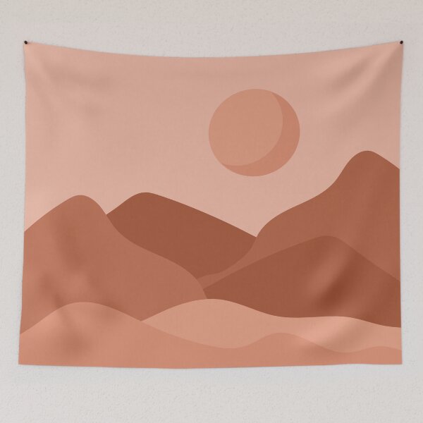 Item preview, Terracotta Boho Landscape Earthy Aesthetic Mountains & Sun  designed and sold by lovelyvibezzzz.