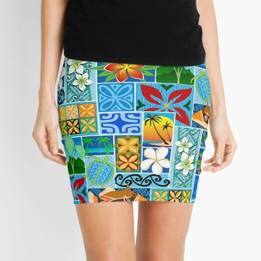New Hawaiian Motif Mini Skirt