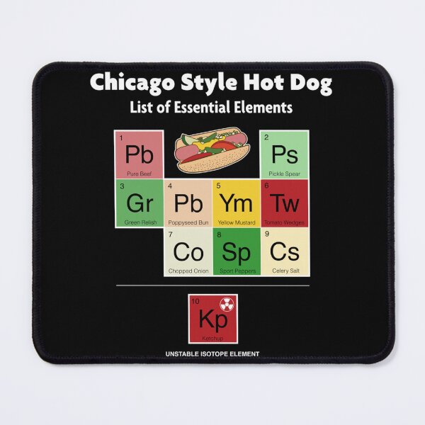 Item preview, Chicago Style Hot Dog List Of Essential Elements Mustard Bun Sticker designed and sold by laureljusjv.