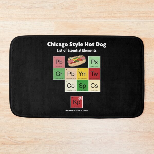 Item preview, Chicago Style Hot Dog List Of Essential Elements Mustard Bun Sticker designed and sold by laureljusjv.