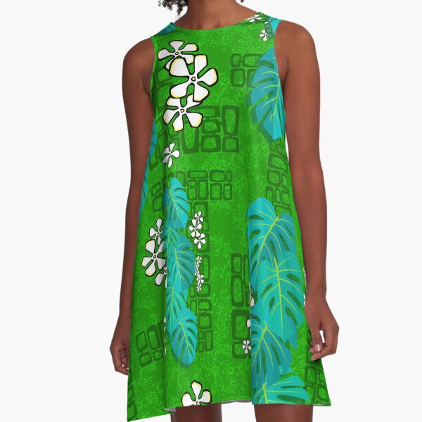 Tiki Garden Wall - green A-Line Dress