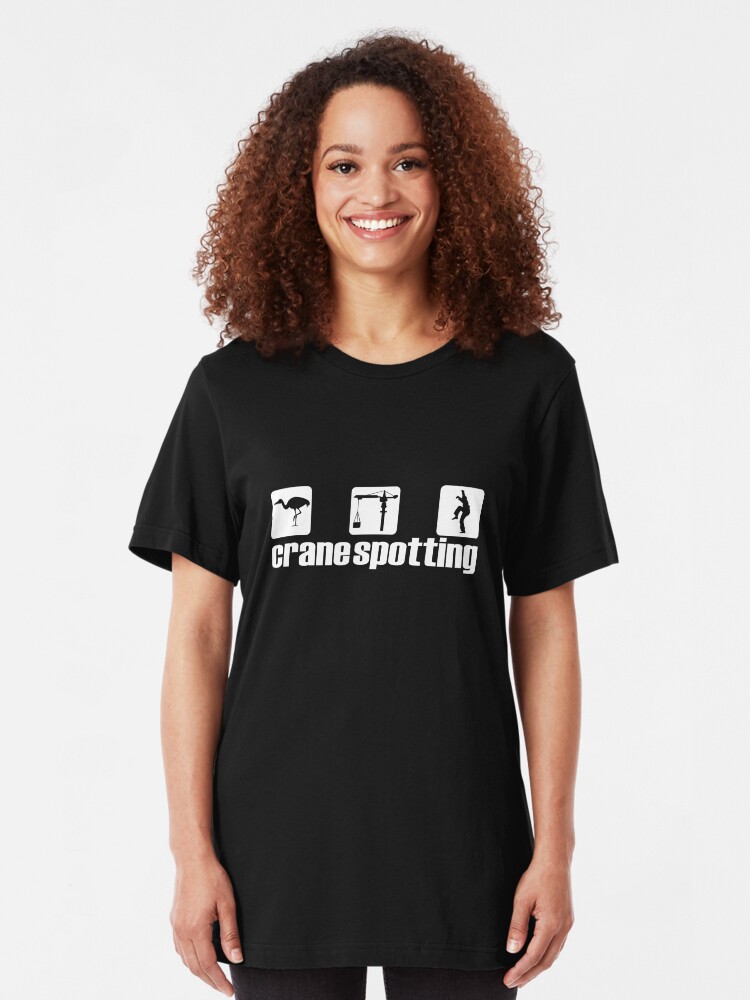 Alternate view of Crane Spotting (Trainspotting Spoof) Slim Fit T-Shirt