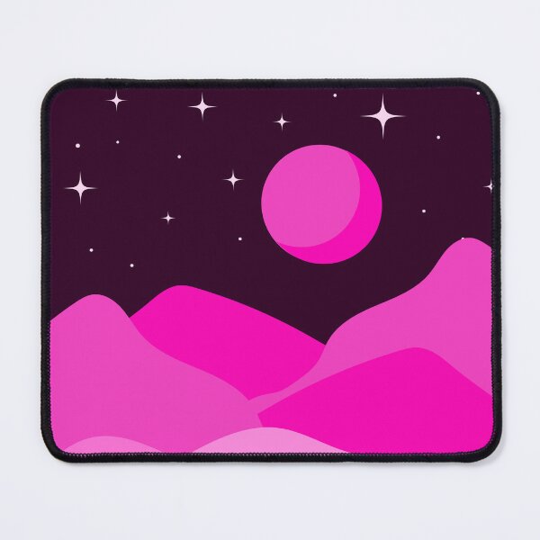 Item preview, Dreamy Pink Night Boho Landscape Aesthetic Mountains & Moon designed and sold by lovelyvibezzzz.