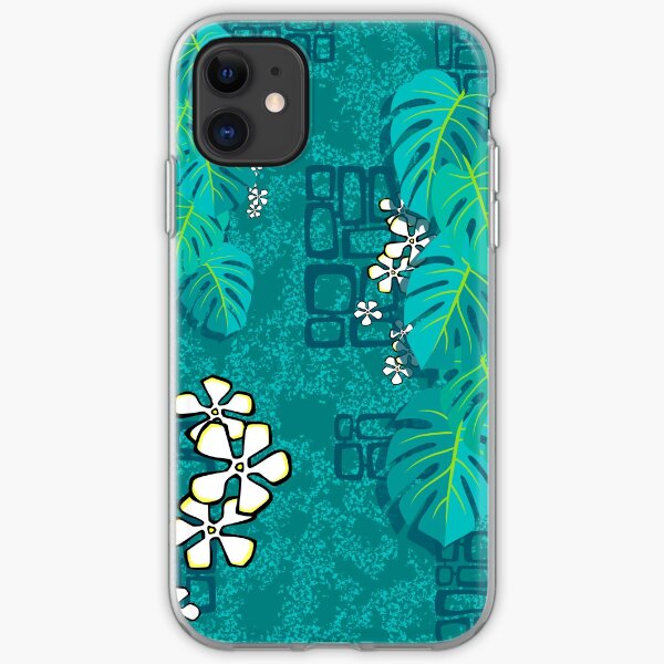 Tiki Garden Wall - aqua iPhone Soft Case