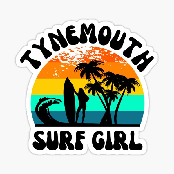 Tynemouth Surf Girl Sunset Sticker