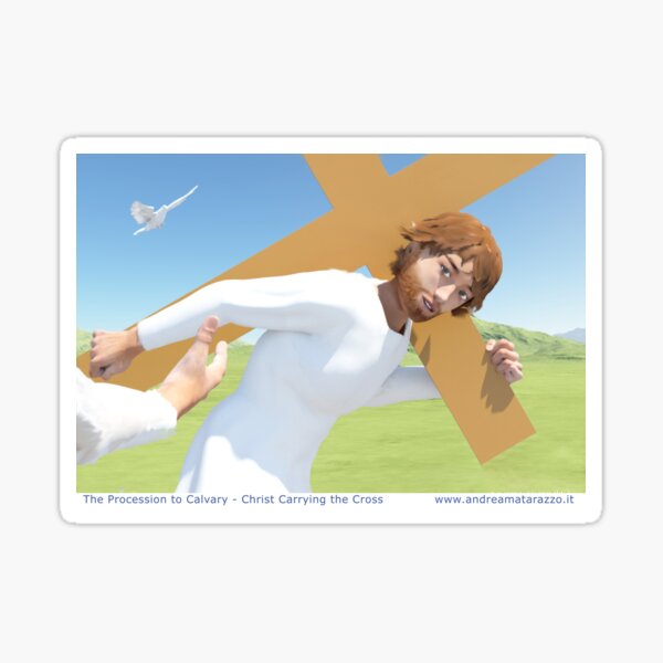 The procession to Calvary. Christ carryng the Cross  Sticker