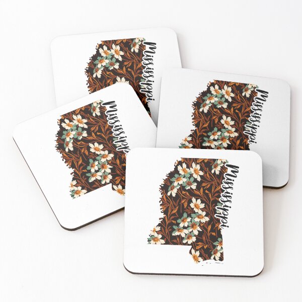 Item preview, Floral Map of USA States Mississippi - Map of Mississippi designed and sold by AmethystMurad.