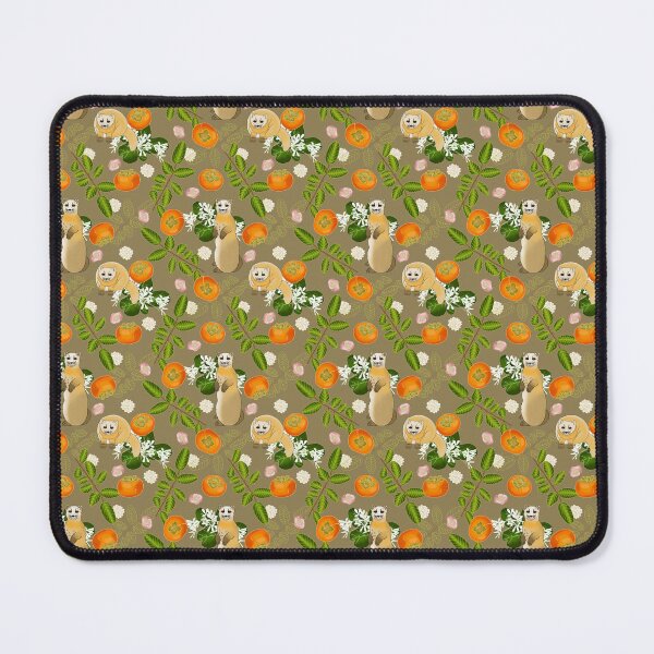 Item preview, Japanese marten with persimmon fruit and flowers, khaki designed and sold by Naty Design Prague.
