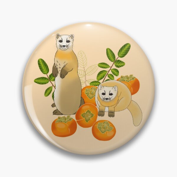Item preview, Japanese marten with persimmon fruit and flowers, peachy designed and sold by Naty Design Prague.