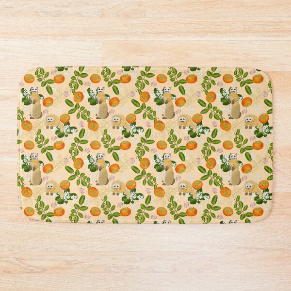 Item preview, Japanese marten with persimmon fruit and flowers, peachy designed and sold by Naty Design Prague.