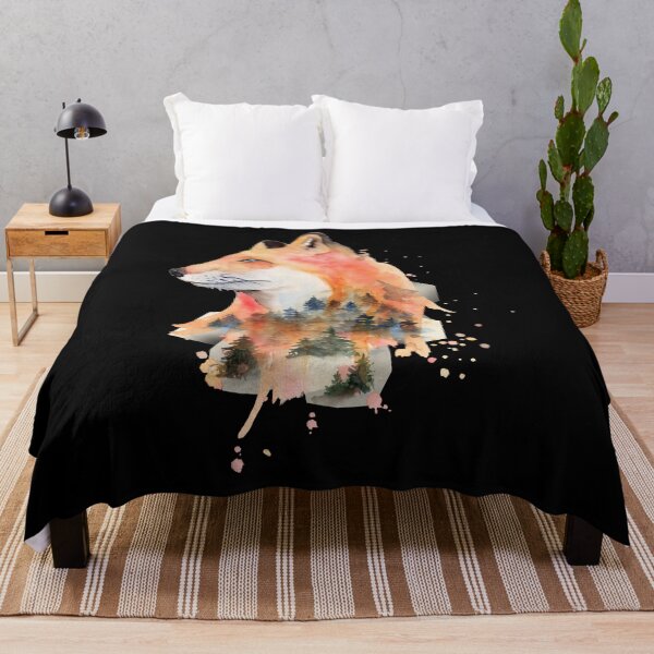 Item preview, Colorful Fox with Forest in Watercolor Style Design designed and sold by SheaLN.