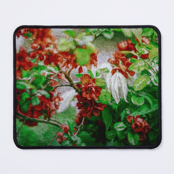 Item preview, Colorful red and white flowers with green leaves designed and sold by SulkaCreative.