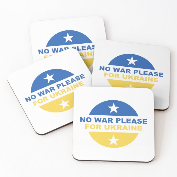 Item preview, No War Please For Ukraine ~ End War in Peace Flag Colors Blue Yellow ~ Message of love and support for Ukraine.  designed and sold by bayberrygal.