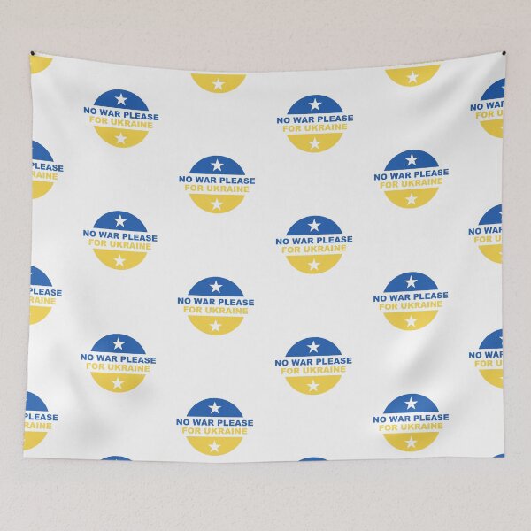 Item preview, No War Please For Ukraine ~ End War in Peace Flag Colors Blue Yellow ~ Message of love and support for Ukraine.  designed and sold by bayberrygal.