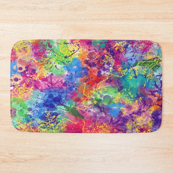 Item preview, Psychedelic Dropcloth Rainbow Colored Paint Splatters Digital Painting designed and sold by Nicolette Olivier.