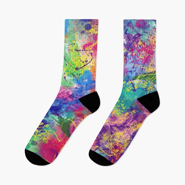 Item preview, Psychedelic Dropcloth Rainbow Colored Paint Splatters Digital Painting designed and sold by Nicolette Olivier.