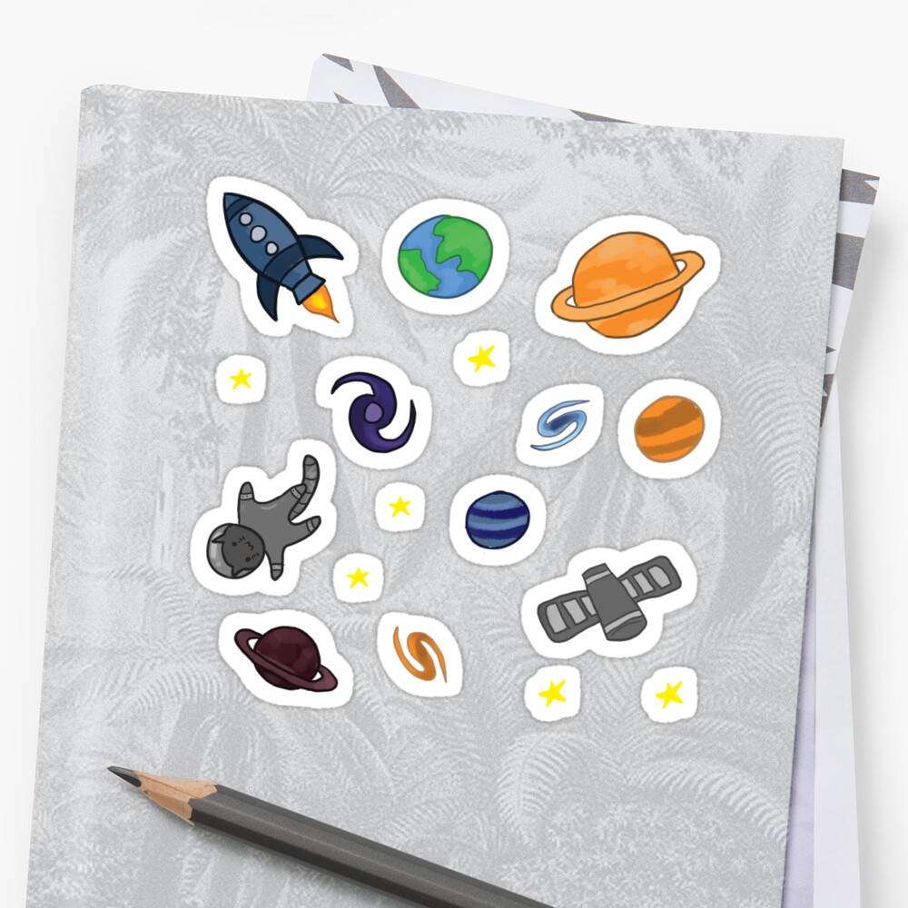 I Love Space Sticker Sheet Sticker By Diseasedbones