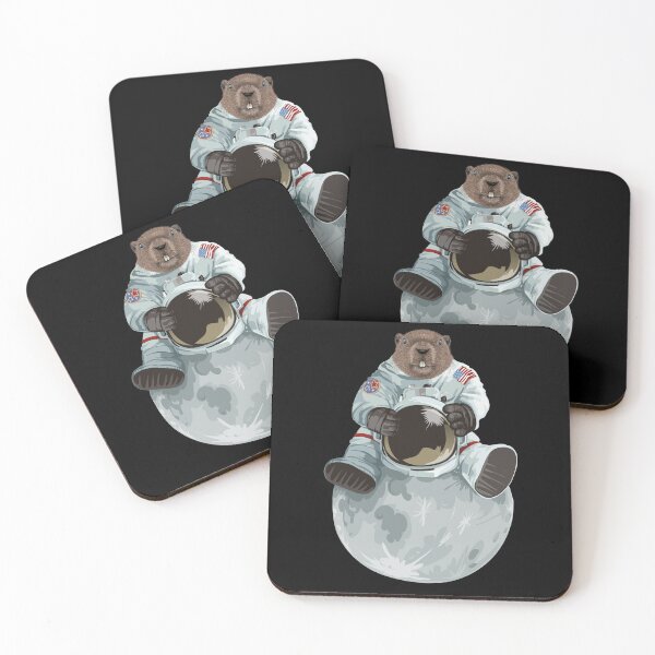 Item preview, Cute Woodchuck Groundhog astronaut costume sitting moon designed and sold by Md safi uddin Nazim.