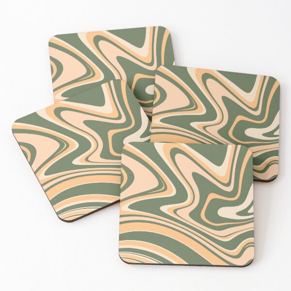 Item preview, Dark Green and Yellow/Orange - Groovy Swirls - Retro Print designed and sold by tangelos.