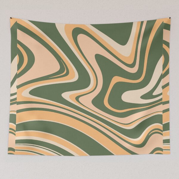 Item preview, Dark Green and Yellow/Orange - Groovy Swirls - Retro Print designed and sold by tangelos.