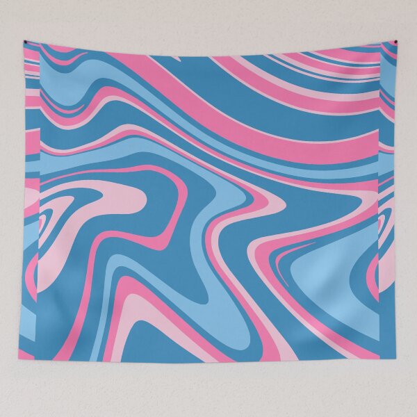 Item preview, Pink and Blue - Groovy Swirls - Retro Print designed and sold by tangelos.