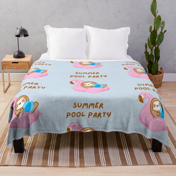 Item preview, Summer Pool Party Pink Flamingo Sloth designed and sold by theslothinme.
