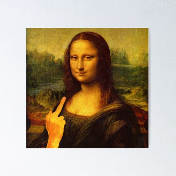 Item preview, Mona Lisa Funny Painting Middle Finger Sticker designed and sold by Teetans.
