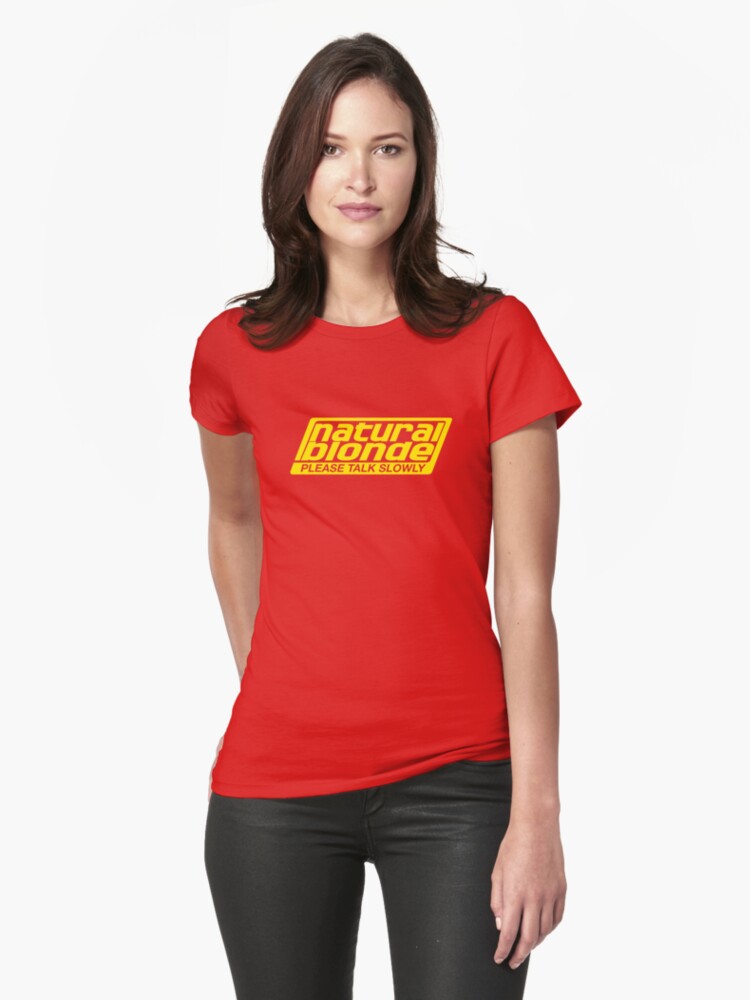 Thumbnail 1 of 3, Fitted T-Shirt, Natural Blonde... Please Talk Slowly designed and sold by TeesBox.