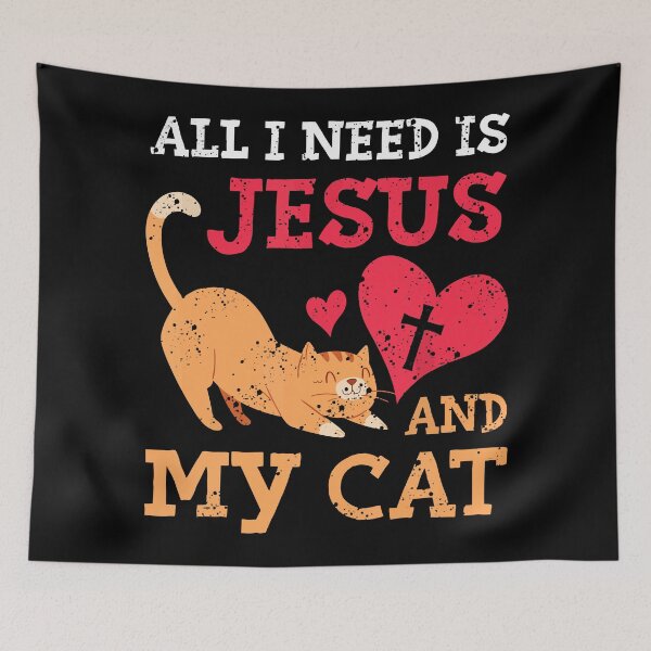 Item preview, All I Need Is Jesus And My Cat Kitten Kitty Cat Christian designed and sold by Bridge Galson.