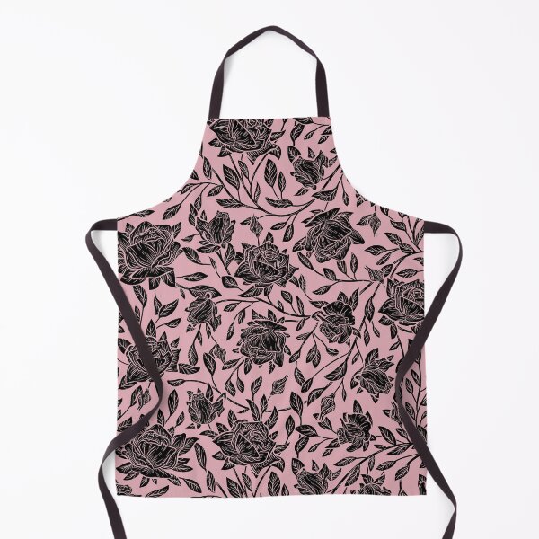 Item preview, Roses and Leaves - Black on Pink designed and sold by Pixelchicken.
