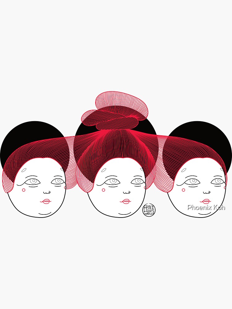 "Three Peas in a Pod, Faces One Big Bun " Sticker by FenixKohUdella