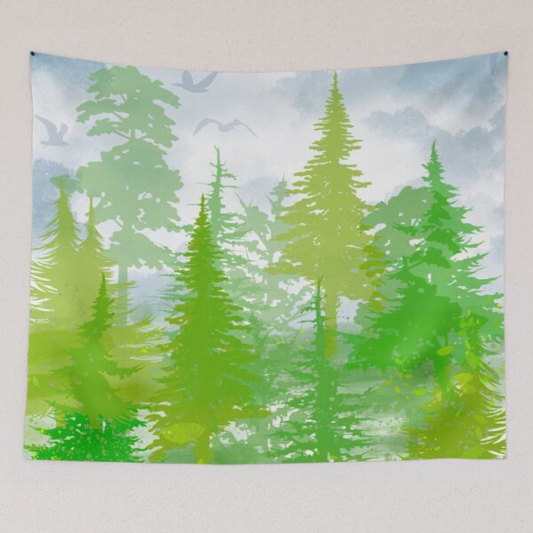 Item preview, Green trees forest landscape designed and sold by weilertsen.