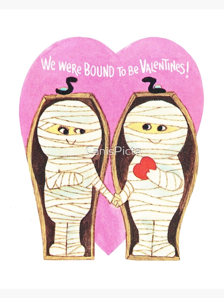 Thumbnail 2 of 2, Greeting Card, "Bound Together" - Mummy, Mummy, Egyptian, Egypt, Couple, Love, Romance, Red, Heards, Pink, His, Hers, Valentine's, Day, Card, Valentine, Vday  designed and sold by CanisPicta.