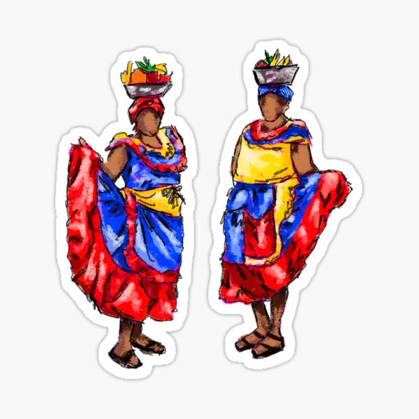 Palenqueras, Colombian Women, Cartagena, Colombia Sticker Sticker