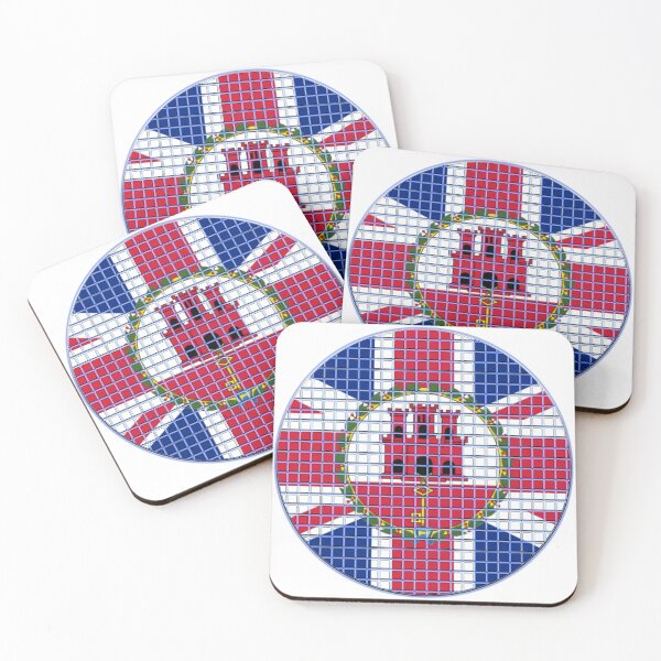 Item preview, Gibraltar Flag Rounded - Squares Pixel  designed and sold by MoonElite.