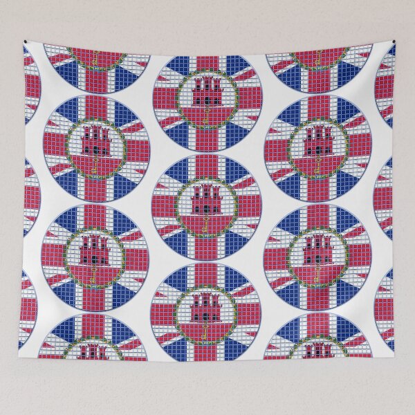 Item preview, Gibraltar Flag Rounded - Squares Pixel  designed and sold by MoonElite.