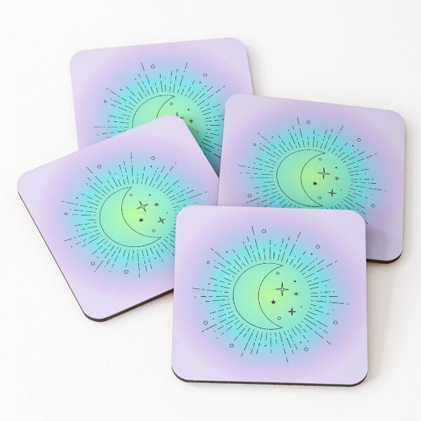 Item preview, Aesthetic blue green gradient moon circle design  designed and sold by Holly-berry-art.