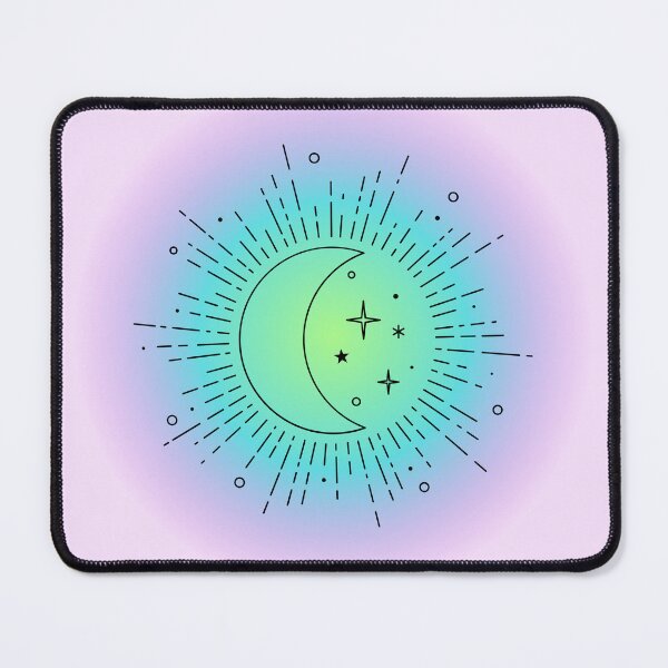 Item preview, Aesthetic blue green gradient moon circle design  designed and sold by Holly-berry-art.