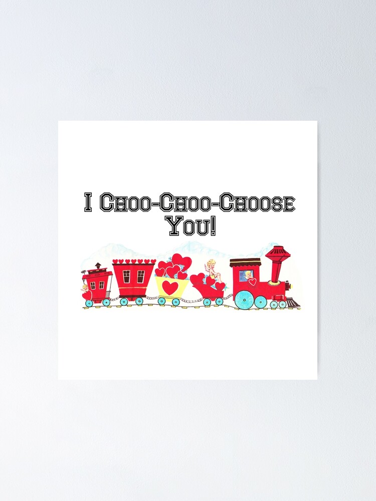""I ChooChooChoose You!" Vintage Valentine Train Card, Red, Hearts