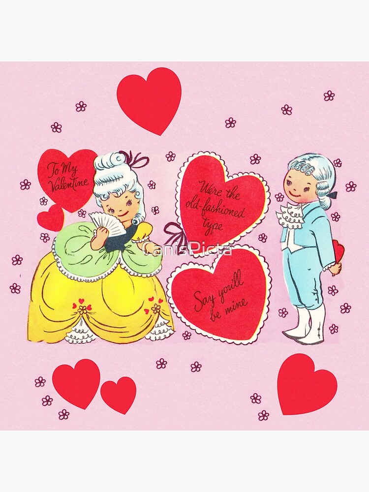 Old Fashion Love - Vintage, Inspired, Valentine's, Day, Card, Love,  Romance, Romantic, Couple, Cute, Red, Hearts, Pink, Flowers, Victorian,  Sweeites  Greeting Card for Sale by CanisPicta