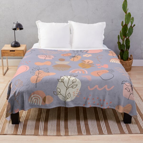 Item preview, Pretty abstract minimalist pink and orange floral pattern designed and sold by Holly-berry-art.
